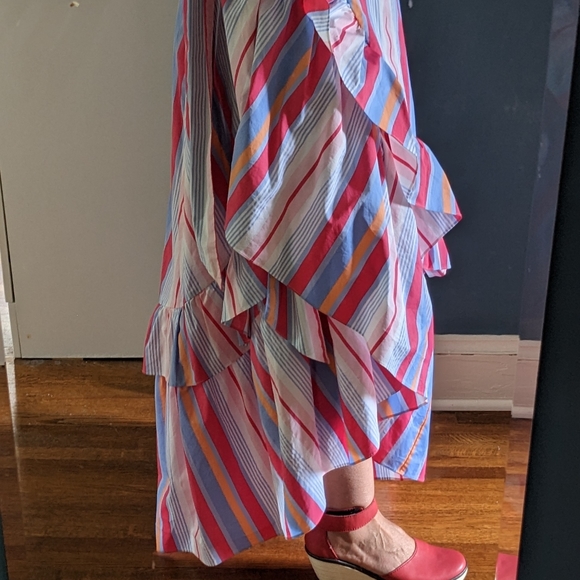 Candy stripe ruffle maxi skirt Anthropologie style - Picture 6 of 11